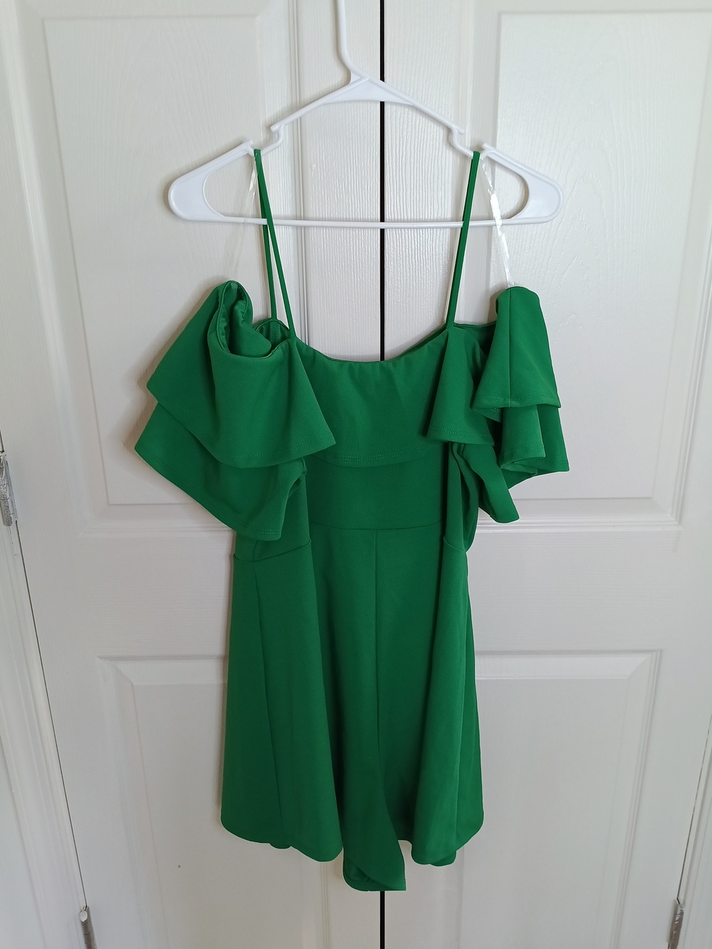 Fashion Nova Plus Size Green Off-Shoulder Ruffle Romper - Picture 3 of 6